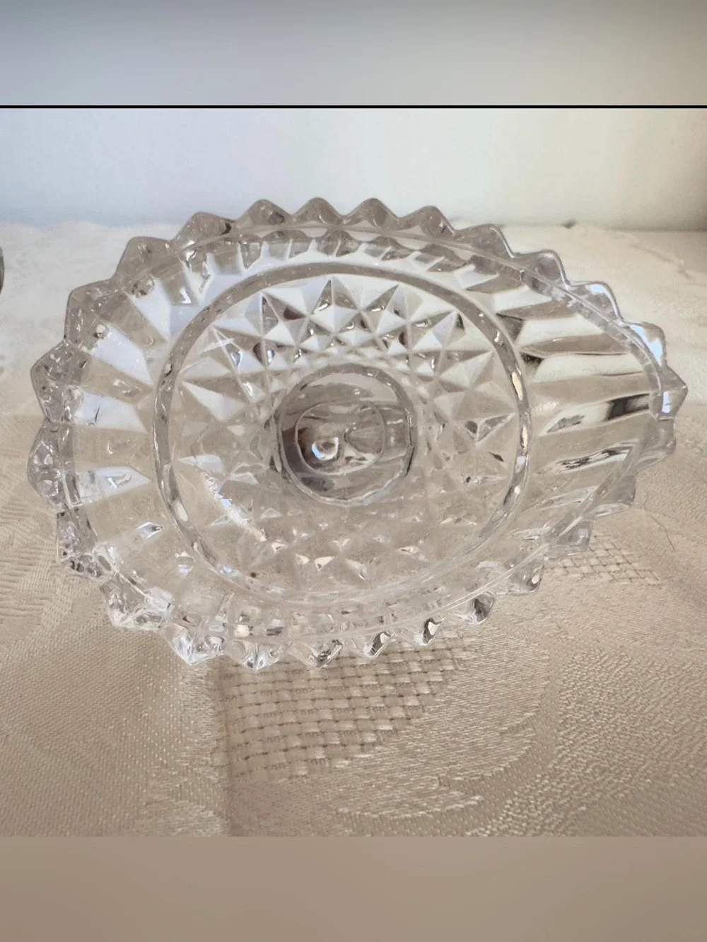 Hofbauer Byrdes Crystal Egg Trinket Box Base Teardrop Ring Catchall Vanity Dish